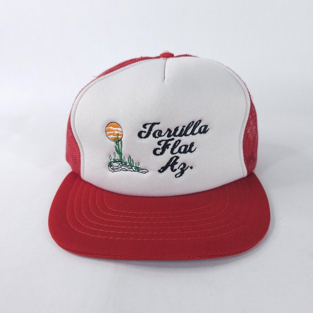 Vintage Tortilla Flat AZ Hat Cap Snap Back Mesh Trucker Embroidered Mens 80s